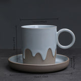 Creative Retro Coarse Ceramic Flow Glazed Coffee Cup Plate Set Latte Cup Home Makeup Cup