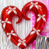 Popxstar  40 inch Large Heart Foil Balloon with Bow, Red Hook Heart Shape For Valentine's Day Wedding Engagement Bachelor's Party Decor
