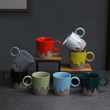 Creative Retro Coarse Ceramic Flow Glazed Coffee Cup Plate Set Latte Cup Home Makeup Cup