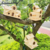 Popxstar  Wooden Bird Nest Outdoor Parrot House Weatherproof Bird Feeder Countryside Designed Garden Ornament Breeding Box Quail Cage Toy