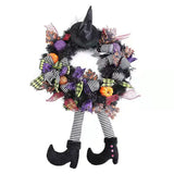 Popxstar Halloween Wreath Long Legged Witch Wall Hanging Front Door Decorative Indoor Outdoor Decoration Pendant