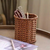chopsticks fork spoon storage basket Hand woven imitation rattan retro waterproof mold-proof kitchen home Small item storage