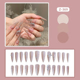 popxstar Black Y2K Press on Nails Long Coffin Pink Fake Nails with Diamond Designs Gradient Color Wearable False Nail for Women 2025 New