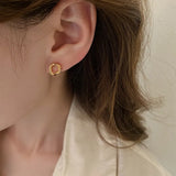 Popxstar Classic Simple Irregular Ellipse Little Stud Earrings for Women Cute Temperament Stainless Steel Korea Fashion Jewelry Accessory