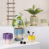 Gradient color petal-shaped flowerpot flower pot plant pot planter ceramic home office desktop artwork ornament