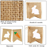 Popxstar  Easte Bunny Burlap Baner Cute Rabbit Carrot Hanging Garland Happy Easter Holiday Party Home Fireplace Wall Decorations Supplies