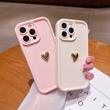 Popxstar 3D Gold Heart Silicone Soft Phone Case For iPhone 15 14 13 12 11 16 Pro Max XS XR 7 8 Plus SE 2020 Shockproof Candy Matte Cover
