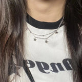 Popxstar Kpop Cool Punk Vintage Star Pendant Chains Necklace For Men Women Egirl Hip Hop 90s Grunge Aesthetic EMO Jewelry Y2k Accessories