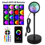Popxstar USB LED Projector Night Lights RGB Sunset Atmosphere Night Lamp With Remote For Bedroom Broadcast Photography Background Decor