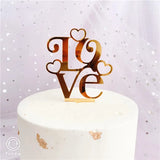 Popxstar 2024 New Happy Valentine's Day Cake Topper Acrylic Gold Red Love Wedding Cupcake Topper for Lady Wedding Party Cake Decorations