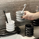 Popxstar  Creativity Circle Gargle Cup Ceramics Toothbrush Holder Minimalist Couple's Cup Home Bathroom Supplies Bathroom Accessories Gift