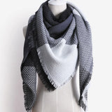 Popxstar Imitation cashmere warm scarf plaid square scarf winter shawl women's color matching square acrylic blanket