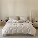 3pcs 100% Cotton Solid Color/two-color/striped/checkered Print Bedding, 1PC Duvet Cover 2PC Pillowcases Soft and Skin-friendly