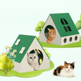 Popxstar  Cute Dopamine Cat's House Multi-hole Breathable Pet Castle House Felt Material Cat Bed Detachable Wear-resistantcat Accessories