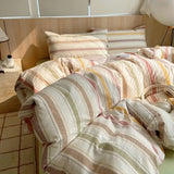 Single Double Exquisite Stripe 1Duvet cover+2Pillowcases 100%Cotton Experience Hotel-Like Comfort with Unparalleled Softness