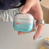 Popxstar  Korea lovely transparent gradient goldfish koi soft earphone case for airpods 4 pro 2 3nd protection cover coque cute pendant