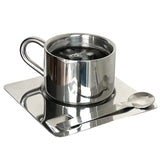 Popxstar Nordic Mug 3pcs Set 304 Stainless Steel Coffee Mug Heat Resistant Milk Cup with Saucer Spoon Placemat Tableware Set
