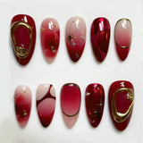 Popxstar 24Pcs Pink Almond False Nails Butterfly Ballet with French Design Wearable Fake Nails Simple Artificial Press on Nails Tips Art
