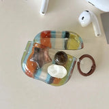 Retro Splice Striped Stereoscopic Stars Gemstone Earphone Case For Airpods 1 or 2 3 4 Pro Shockproof Protective Cover with Hook
