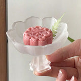 Popxstar  LotusShaped Transparent Dessert Dish Bowl Chinese Aesthetic Tableware Home Kitchen Dessert Fruit Highfooted Tray Tea Tasting Cup
