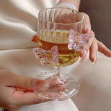 Popxstar Three-dimensional Butterfly Wine Glass Simple Round Glass Cup Creative Handmade Glass Wine Glasses  Champagne Cocktail Cup Gift