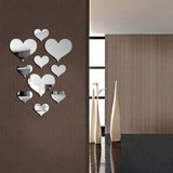 Popxstar 10Pcs/Set Durable Love Heart Stickers Wall Sticker Mirror Mural 3D Decal Simple DIY Decorative Removable Paster Home Decoration