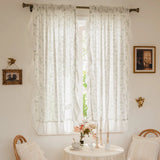 Popxstar Farmhouse Curtains Cotton Floral Ruffle Trim Privacy Drapes for Dining Living Room Bathroom Semi-blackout Vintage Chic Decor