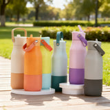 New detachable handle stainless steel insulated cup straw water cup macaron contrasting color series outdoor cold insulation