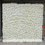 Popxstar 5D White Rose Cloth Flower Wall Artificail Fabric Roll Up Hydrangea Floral Wall Wedding Backdrop Decor Hang Curtain Photo Props