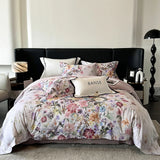 Popxstar  Premium 1000TC Egyptian Cotton American Oil Painting Style Flower Print Bedding Set Duvet Cover Bed Sheet Set Pillowcases 4Pcs