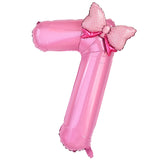 Popxstar  1Pc Large 40inch Number Pink Foil Balloon With Bow 1 2 3 4 5 6 7 8 9 For Kid Boys Girls Birthday Party Baby Shower Decorations