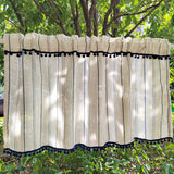 Popxstar Blue Striped Cotton Linen Texture Short Curtains Translucent Short Curtains With Hairball Tassels for Kitchen, Café, Restaurant