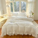 Popxstar Korean Princess Style Lace Ruffles Bedding Set Skin-friendly Soft Seersucker Duvet Cover Set Bed Sheet Or Bed Skirt Pillowcases