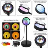 Popxstar USB LED Projector Night Lights RGB Sunset Atmosphere Night Lamp With Remote For Bedroom Broadcast Photography Background Decor