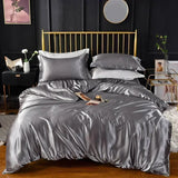 Popxstar High End Queen Duvet Cover Set Silky Soft Cozy King Size Bedding Set Luxury Polyester Satin Smooth Single Double Bedding Sets