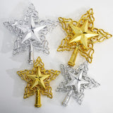 Popxstar Cross-Border New Creative Christmas Decoration Tree Top Star 22cm Plastic Hollow Golden Christmas Tree Five-Pointed Star