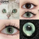Popxstar  2PCS Colored Contact Lenses Korean Myopia Degree -0.00 to -8.00 Natural Lenseses Soft Lens Eye Beauty Pupil ﻿Green Lenses