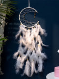 Popxstar Moon Dream Catcher Feather Wind Chimes Hand-woven Wall Bedroom Hanging Ornaments Birthday Festival Gifts Home Decoration Crafts