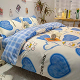 Popxstar  New Fashion Print Queen Size Bedding Set King Size Daisy Printed  Duvet Cover Set with Flat Sheets Cozy Durable Bedding Sets