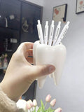 1pc Creative Tooth Shaped Pen Holder, Unique White Tooth Design, Suitable For Dental/Dentist Small Gifts, Home Office Desktop Organizer And Makeup Brush Holder, Also Can Be Used For Bathroom Toothbrush Storage Office Desk Acc