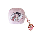 Popxstar  Rose Red Marble Pattern 3D Love Heart Cute Bear Pendant Earphone Accessories Case For Galaxy Buds Pro 2 Live Protection Cover