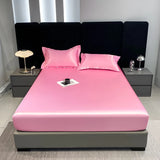 Popxstar Rayon Satin Waterproof Fitted Sheet Silky Solid Color Bed Sheet Elastic Band Sheets Smooth Bedsheet Mattress Cover