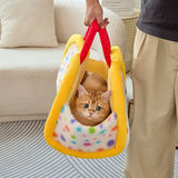 Portable Small Cat 2.5 kg Kennel Closed Warm Cat House Dog Kennel Semi-closed Bed Winter Car Cat Kennel Out Carrying Pet House