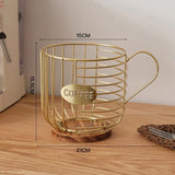 Cup shaped storage basket metal ironwork wood storage rack shelf kitchen living room home hotel restaurant cafe