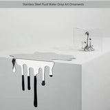Minimalism Stainless Steel Flowing Water Droplet Decoration Reflective Surface Artwork Desktop Decoration Home Decoration