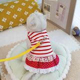 Fashion Cute Striped Dog Dress Soft Breathable Summer Pet Clothes Thin Design Cat Vest Harness Spring