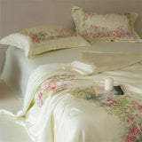 Luxury 100% Lyocell Floral Pattern Summer Blanket Set or 1Pcs Natural Eucalypthus Fabric Cooling Quilt Silk Filling Comforter