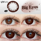 Myopia 15MM Black Diomonds Lenses with Degree 1 Pair Big Eyes Natural Black Lenses Brown Colored Contacts Gray Purple Lens