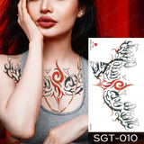 Popxstar Large Chest Waist Shoulder Back Waterproof Temporary Tattoo Sticker Lace Gemstone Flower Fake Tatoo Underboob Body Art For Women