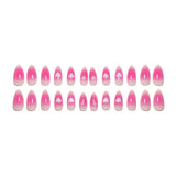 Popxstar  Blush Pink Almond Fake Nails Love Heart Bowknot Star Printed Acrylic Nails Press On 24Pcs Full Cover False Nails for Manicure